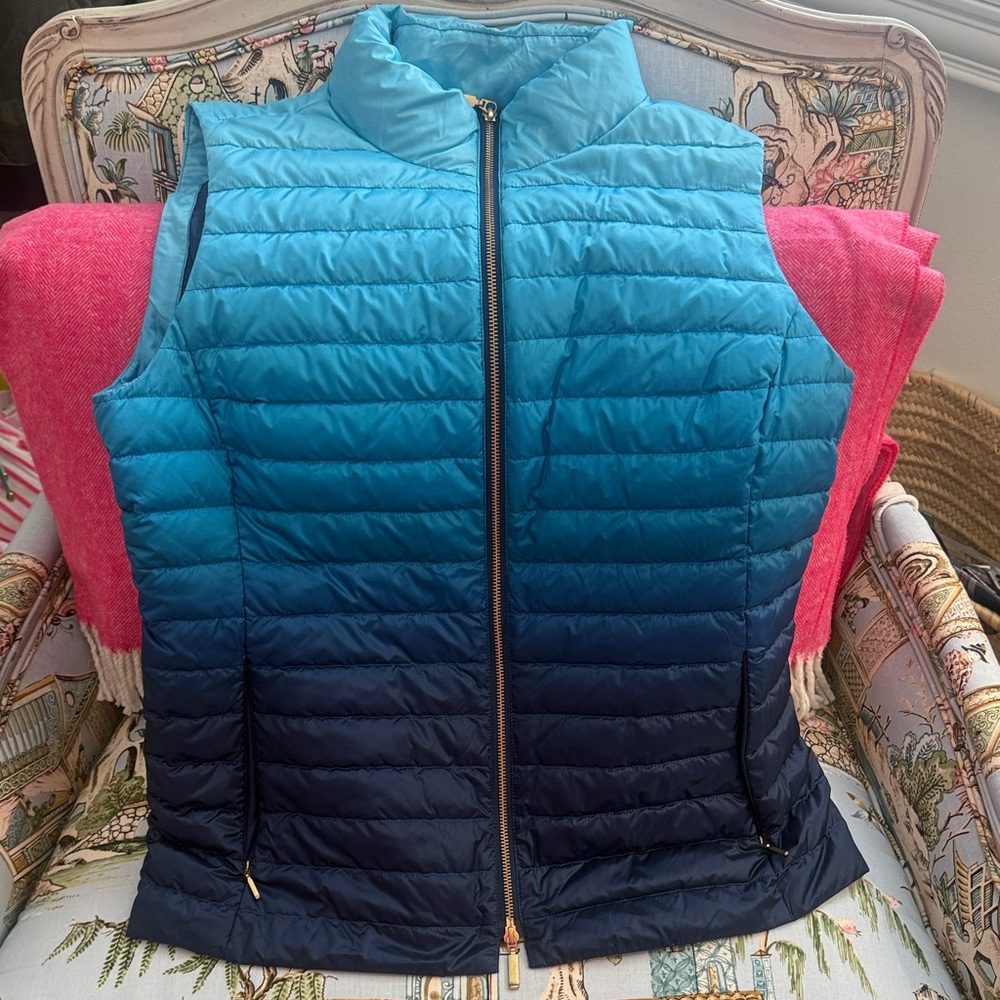 Lilly Pulitzer Blue Ombre Quilted Puffer Vest